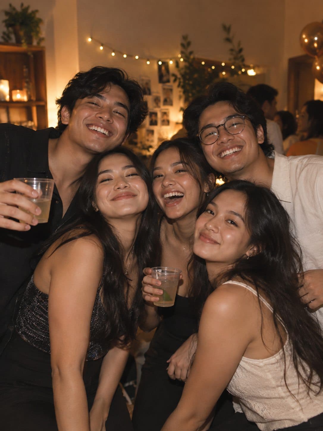 Sekelompok teman mengabadikan momen bersama